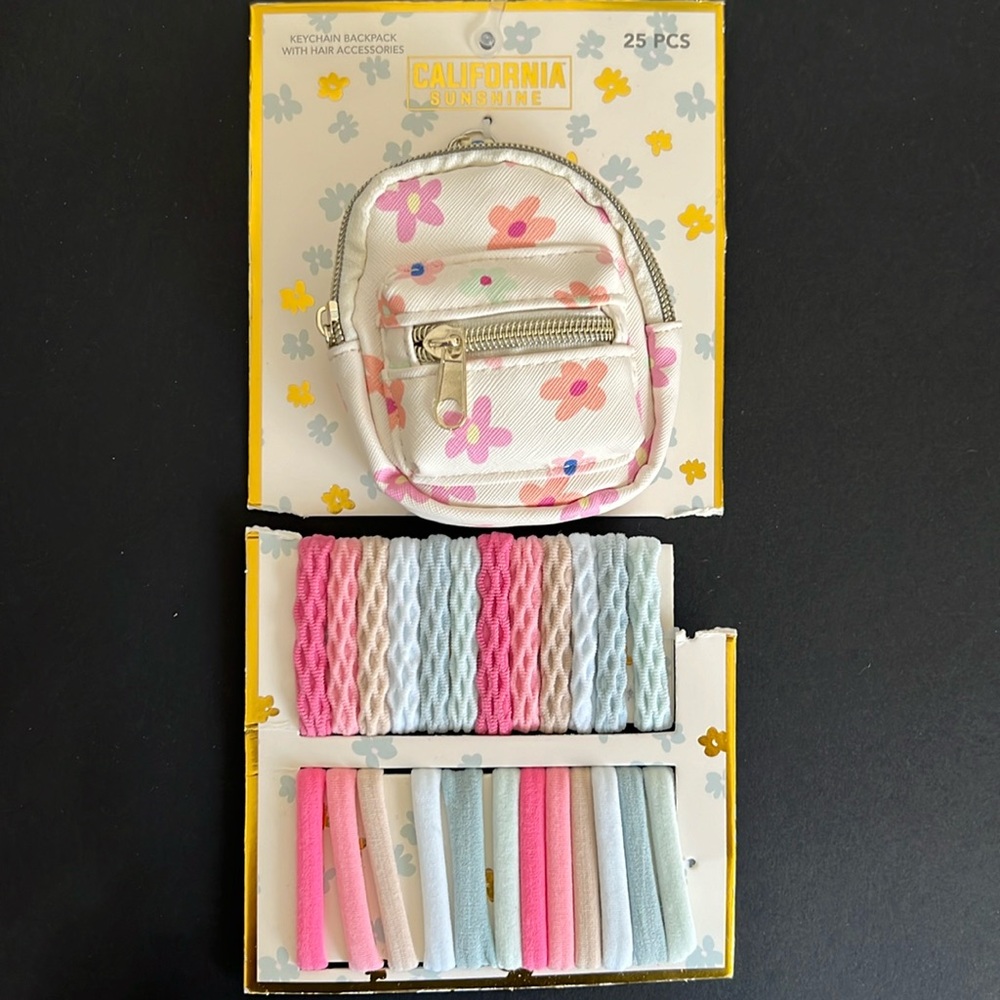 Keychain Backpack with Hair Ties 25 pcs NWT